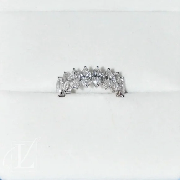 2.57 ctw Lab Grown Marquise Diamond Band in 14K White Gold with Appraisal Report - Picture 6 of 8
